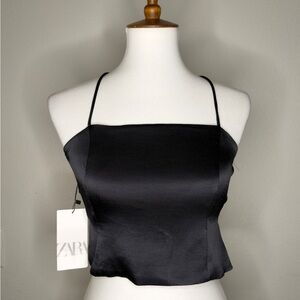 Zara Backless Black Camisole Top NWT S